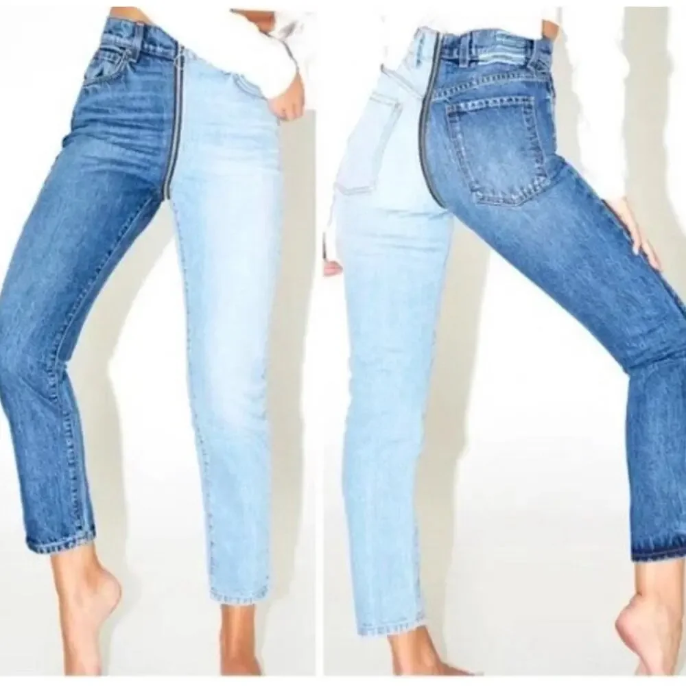 Revice Denim Yin Yang Two-Tone High Waisted Zipper Jeans In Tokyo Wash Size 28 - Picture 2 of 11